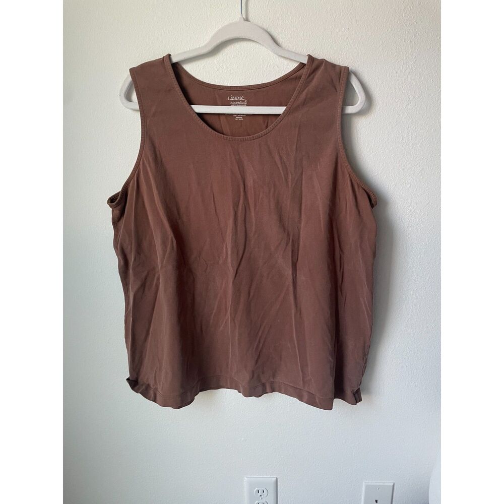 Vintage 90s Liz & Me Essentials Brown 100% Cotton Scoop Neck Tank Top 2X